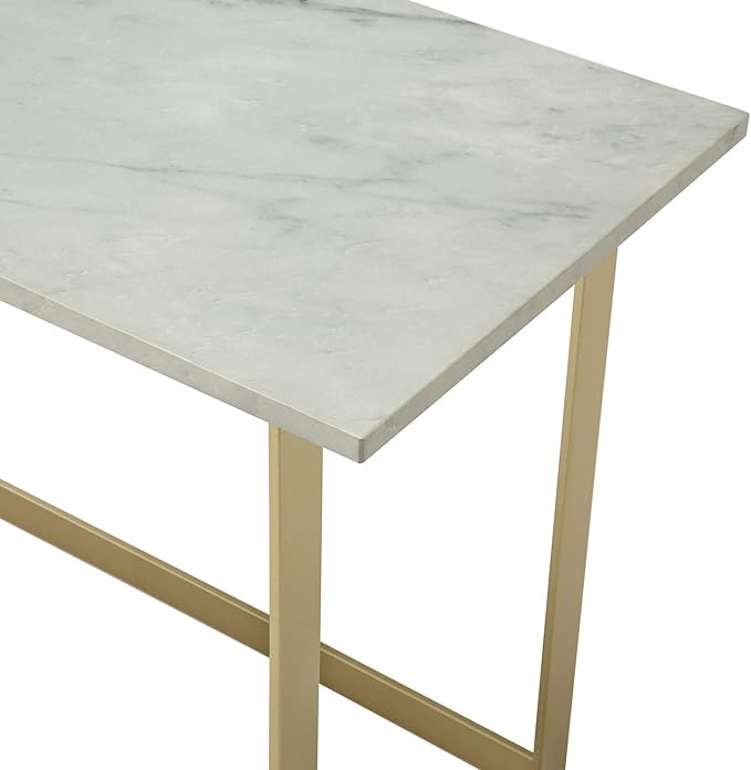 Walker Edison Modern Glam Faux Top Laptop Writing Desk Home Office Workstation Small, 42"L x 20"W x 30"H, Marble/Gold