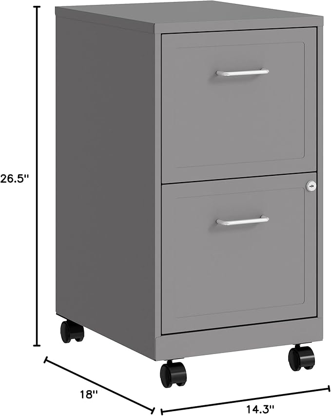 LYS Chrome Pull F/F Mobile File Cabinet, Silver