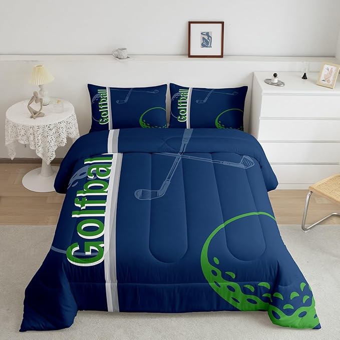 Feelyou Kids Golf Comforter Set Twin Size Ball Sports Bedding Set for Boys Girls Teens Bedroom Decor Golf Ball Lover Comforter Women Men Ball Games Duvet Set with 1 Pillow Case