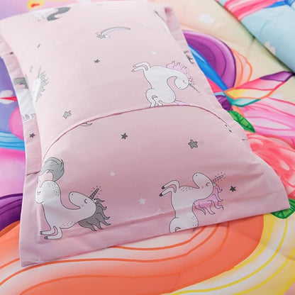 ADASMILE A & S Unicorn Comforter Set Twin with Sheets 6 Pieces Floral Pink Unicorn Bedding Set for Girls Kids Unicorn Sheets Soft Bed-in-a-Bag Comforter Reversible Bed Comforter Set for Home Decor