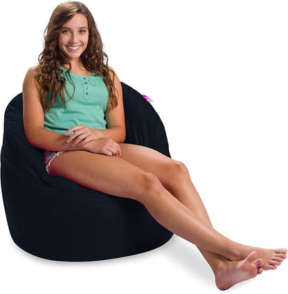 Posh Creations Structured Comfy Bean Bag Chair for Gaming, Reading, and Watching TV, Sonoma Lounge, Microsuede - Navy, Microsuede - Navy Blue