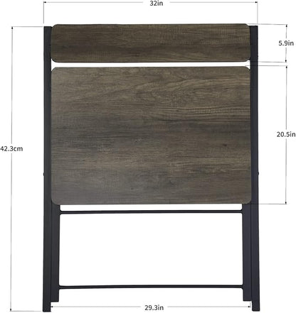 FurnitureR 31.9'' Folding Desk 2 Tier Foldable Writing Table Assembly Saves Space for Home Office Study, Metal Frames/Wood Top Laptop Table Computer Desk, Industrial Brown