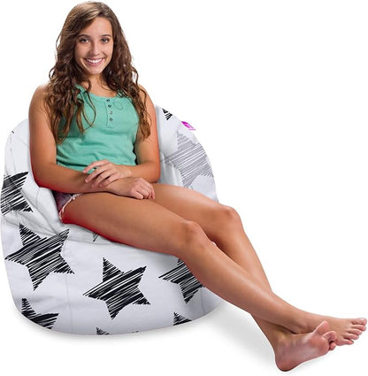Posh Creations Structured Comfy Bean Bag Chair for Gaming, Reading, and Watching TV, Sonoma Lounge, Canvas - Sketchy Stars
