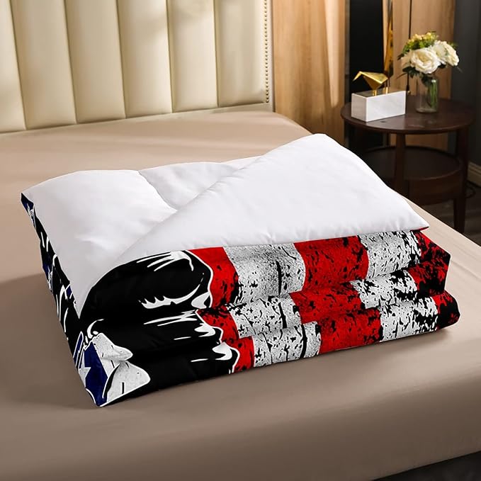 Dirt Bike Comforter Set King Motocross Comforter Retro American Flag Bedding Set for Kids Boys Teens Men Grunge Room Decor,Extreme Sports Tie Dye Bed Set Motor Biker Motorcycle Quilt Duvet Set 3 Pcs