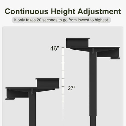 BANTI Height Adjustable Electric Standing Desk with 4 Drawers, 48 x 24 Inch Table with Storage Shelf, Sit Stand Desk, Black Top