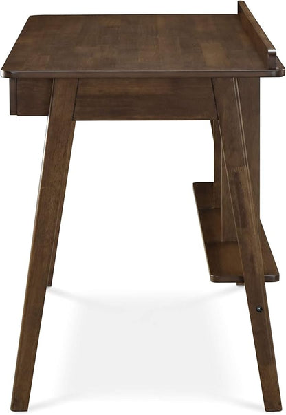 Finch Darren Home Office Drawer Mid Century Accent Desk, 43 Inch Wide Simple Modern Study Table, Walnut Brown