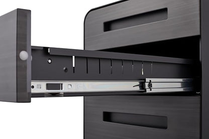 3 Drawer Mobile Desk Office with Lock and Wheels,Versatile Storage Cabinets w/Anti-Tilting Cold Rolled Steel Waterproof Moisture-Proof,for Legal/Letter/A4 Files,Dark Brown