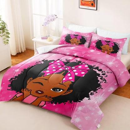Black Girl Comforter Set Queen for Kids Teens,Black Girl Magic Bedding Set,African American Girl Inspirational Quotes Comforter Set,Black Princess Bed Bedroom Set