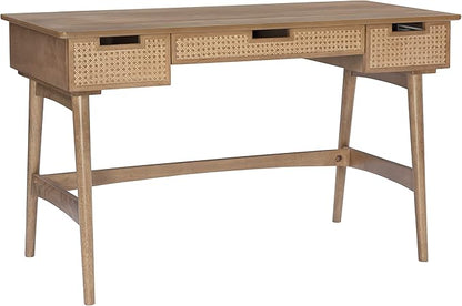 Linon Natural Dutton Wood and Rattan Desk