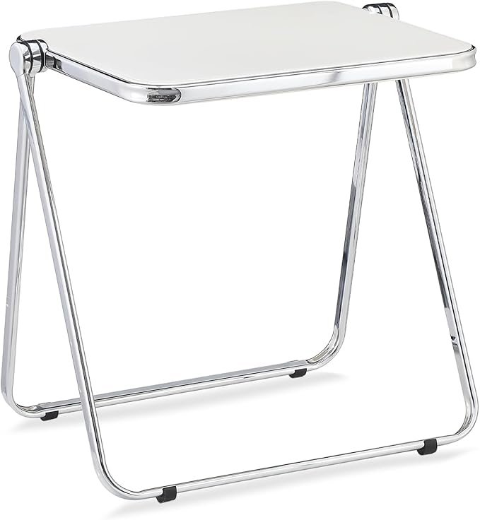 KAIHAOWIN Folding TV Tray Table Acrylic Foldable Table No Assembly Required Tiny Desk for Home Office Side Table Small Computer Desk for Small Spaces-White