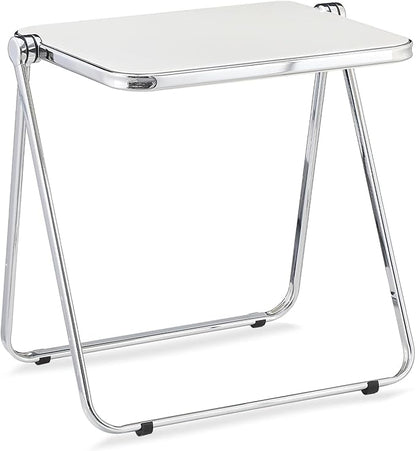 KAIHAOWIN Folding TV Tray Table Acrylic Foldable Table No Assembly Required Tiny Desk for Home Office Side Table Small Computer Desk for Small Spaces-White