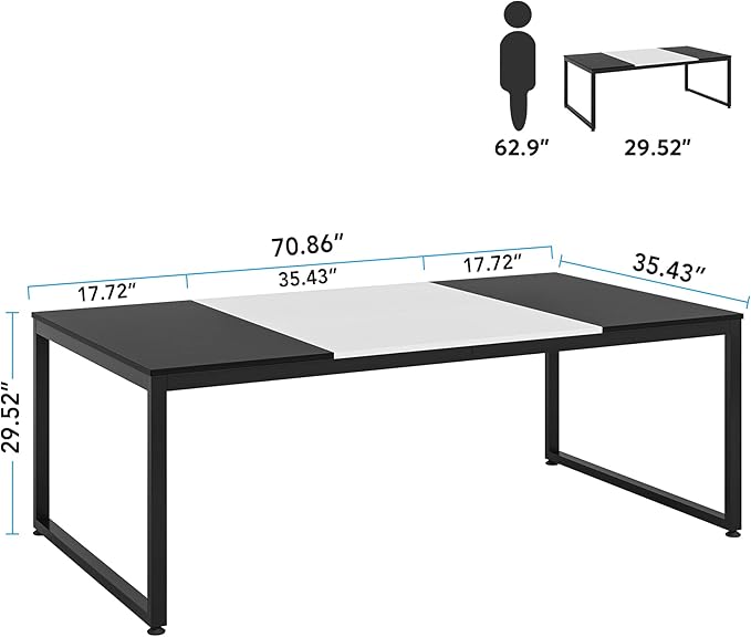 70.8 Inch Executive Desk, Large Computer Office Desk, Modern Simple Business Study Writing Table for Home Office