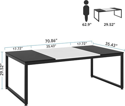 70.8 Inch Executive Desk, Large Computer Office Desk, Modern Simple Business Study Writing Table for Home Office