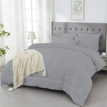 3 Piece Solid Color All Season Bedding Comforter Set Microfiber Soft Lightweight Bedding Set for Kids Teens Adults Room Decor with 1 Comforter and 2 Pillowcases Full