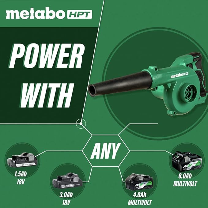 Metabo HPT 18V MultiVolt™ Cordless Li-Ion Compact Blower | Tool Only - No Battery | Variable Speed | 3 Speed Selector to Reduce Fatigue | 124 CFM | 213 MPH | Lifetime Tool Warranty | RB18DCQ4