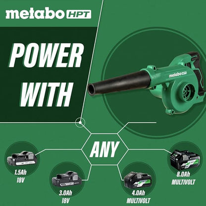 Metabo HPT 18V MultiVolt™ Cordless Li-Ion Compact Blower | Tool Only - No Battery | Variable Speed | 3 Speed Selector to Reduce Fatigue | 124 CFM | 213 MPH | Lifetime Tool Warranty | RB18DCQ4