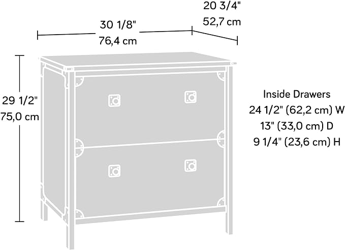 Sauder Steel River Lateral File, L: 30.08" x W: 20.75" x H: 29.53", Carbon Oak Finish