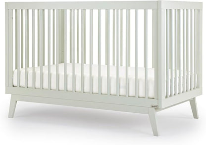 dadada Baby Soho 3-in-1 Convertible Crib to Toddler Bed – Wooden Crib Made in Italy, GREENGUARD Gold Certified Small Baby Crib – Baby-Safe Finish, Modern Design (Sage)