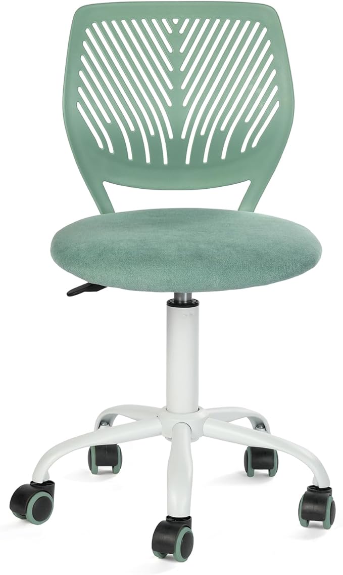 FurnitureR Writing Task Chair for Teens Boys Girls 360 Rolling Wheels Fabric Soft Pad Seat Breathable Backrest, Height Adjustable Liftup 29.5"-34.3", Morandi AQUA