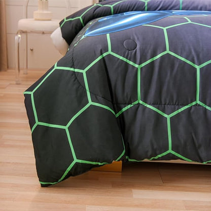 NTBED Game Console Comforter Set for Boys Girls Kids 3D Gaming Geometric Lightweight Microfiber Bedding Sets (Multi, Full)