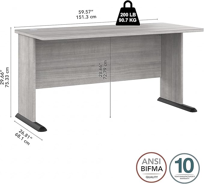 Bush Business Furniture Studio A 60-inch W Computer Desk, Platinum Gray (SDD160PG)