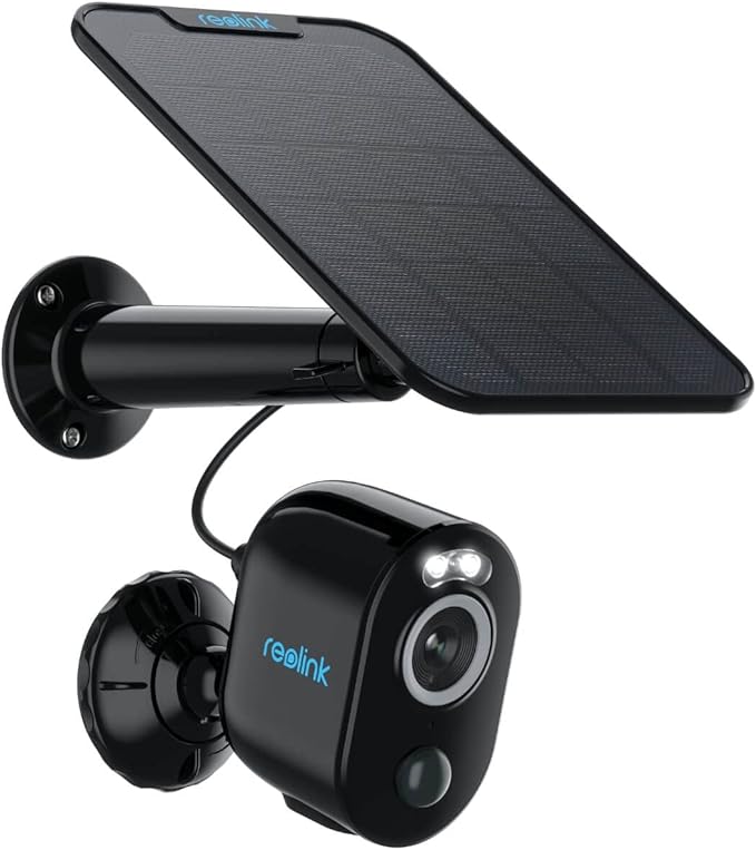 REOLINK 5MP Solar Security Cameras Outdoor Wireless, Spotlight Color Night Vision, 2.4G/5Ghz WiFi Home Surveillance, Solar/Battery Powered, Human/Car Detection, Local Recording, Argus 3 Pro Kit Black