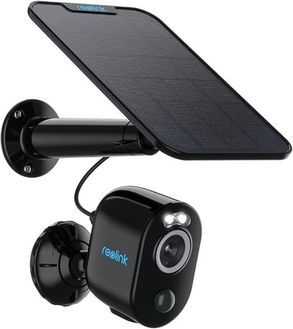 REOLINK 5MP Solar Security Cameras Outdoor Wireless, Spotlight Color Night Vision, 2.4G/5Ghz WiFi Home Surveillance, Solar/Battery Powered, Human/Car Detection, Local Recording, Argus 3 Pro Kit Black