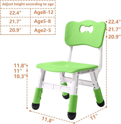 4 Piece Kids Chair Set 3 Levels Adjustable Stackable Kids Chairs Ideal for Playrooms, Schools, Daycares and Homes Washable and easy to clean Max weight 220LB(Blue4-Piece set)