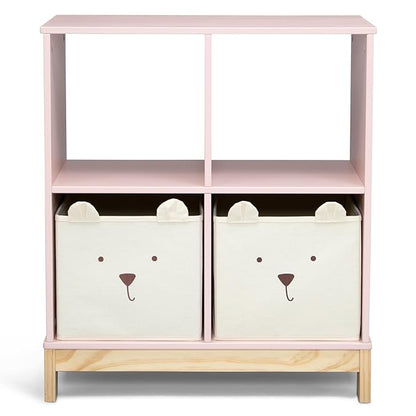Delta Children babyGap Graham 4-in-1 Convertible Crib with Storage Drawer + Brannan Bear Bookcase with Bins + Brannan Bear Wall Shelf with 4 Hooks, Blush Pink/Dark Pink (Bundle)