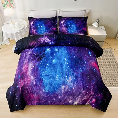 Purple Comforter Set for Girls,Galaxy Comforter Set for Boys Kids,Space Bedding Queen,Kids Comforter Set for Girls,Galaxy Bedding Set Queen with Pillowcases