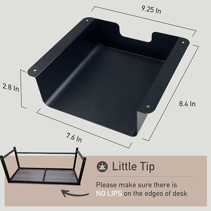 Under Desk Storage Shelf Under Desk Drawer Storage for Sit Stand Desk, Table, Gaming Desk, Workstations Under Desk Organizer Adds Tray for Home and Office(Black)