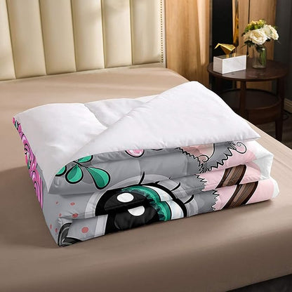 Erosebridal Cartoon Koala Comforter Set Queen Size, Cute Koala Bedding Set, Cherry Blossom Rose Quilted Duvet for Kids Baby Toddler, Nursery Quilt Set, Butterfly Branch Leaves Duvet Set