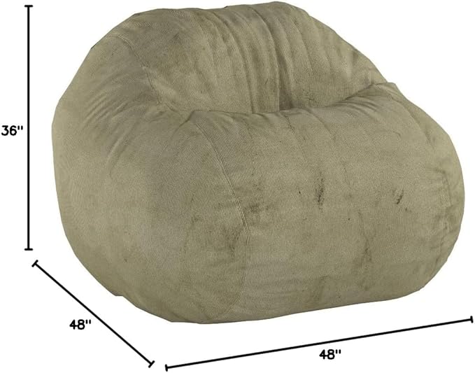 CordaRoy's Chenille Bean Bag Chair, Convertible Chair Folds from Bean Bag to Lounger, As Seen on Shark Tank, Moss - Queen Size
