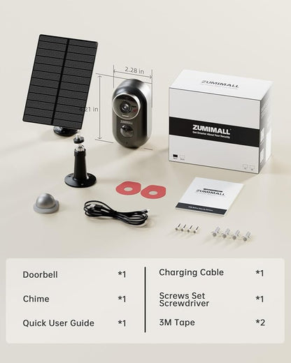 ZUMIMALL Solar Security Cameras Wireless Outdoor, 2Packs, Solar Camera Outdoor Wireless, 2.4G WiFi Battery Camera, 3MP Color Night Vision, Magnetic Mount, Siren,PIR/AI Analyse, IP66, Cloud, Alexa