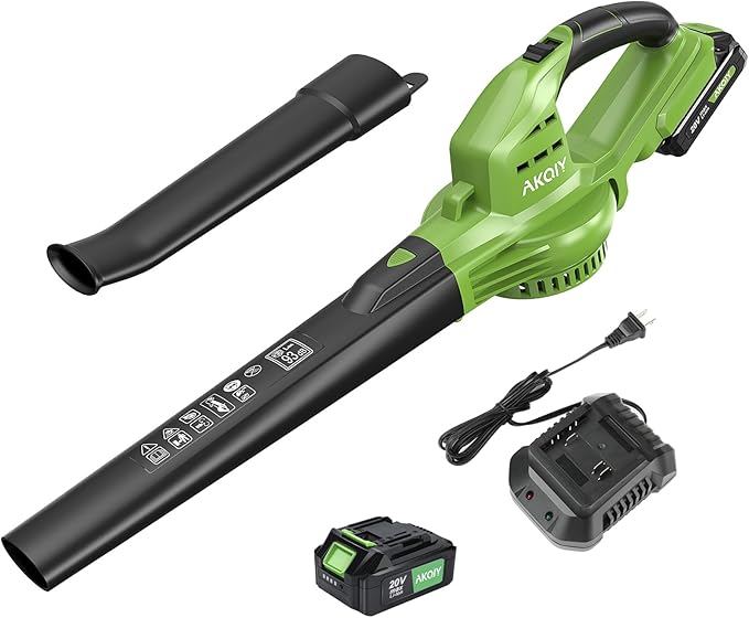 Leaf Blower Cordless- 20V 5.0 Battery-Powered Leaf Blower, 80-150MPH, Upgraded Motor and Mini Electric Leaf Blower with Charging Seat for Use in The Yard or Lawn