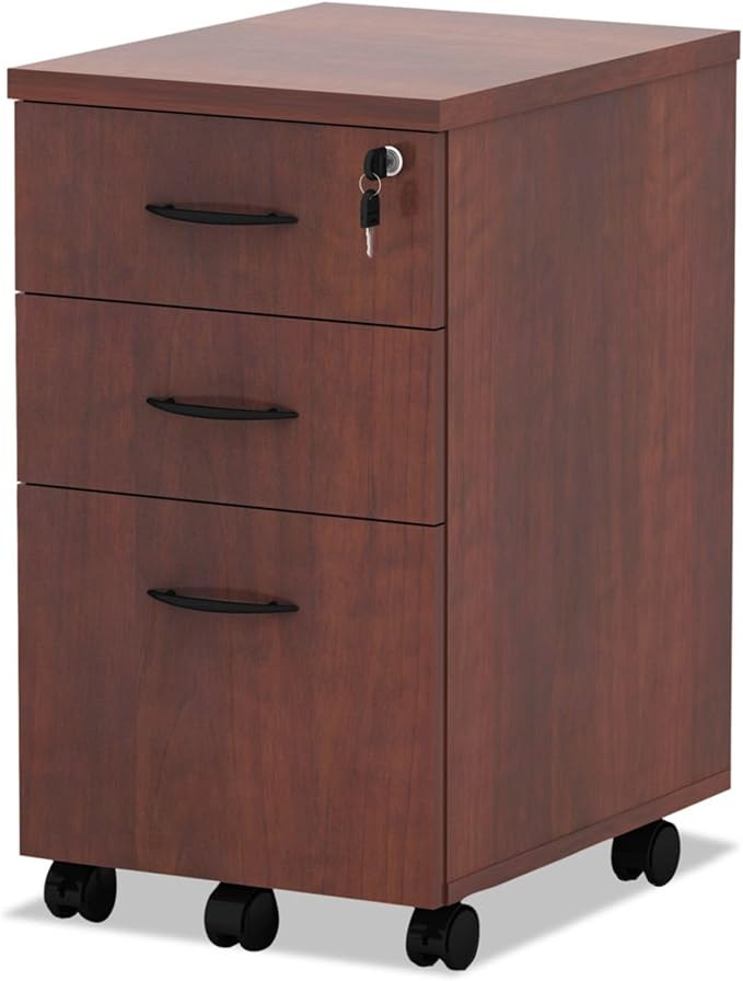 Alera ALEVA572816MC 15.88 in. x 20.5 in. x 28.38 in. Valencia Series 3-Drawer Mobile File Pedestal - Cherry
