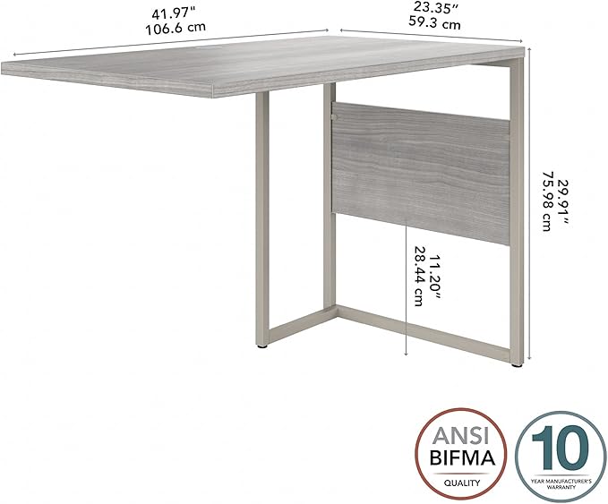 Bush Business Furniture Hybrid Desk Return/Bridge, 42W x 24D, Platinum Gray