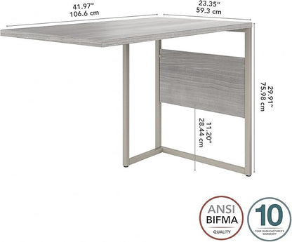 Bush Business Furniture Hybrid Desk Return/Bridge, 42W x 24D, Platinum Gray