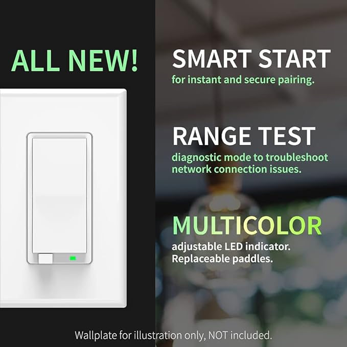 Zooz 800 Series Z-Wave Long Range Dimmer Switch ZEN72 800LR, White | Direct 3-Way (No Add-On Switch Needed) | Z-Wave Hub Required