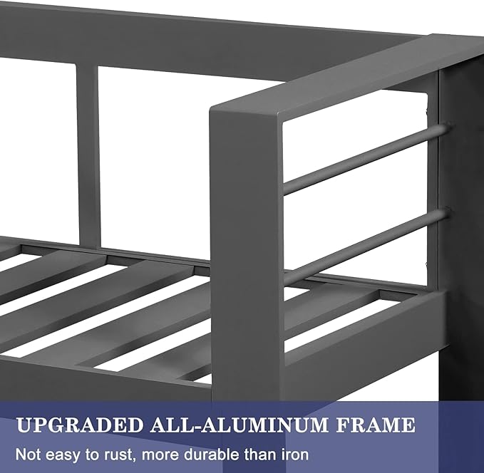 Wisteria Lane Aluminum Outdoor Patio Furniture Set, Modern Patio Conversation Sets, Outdoor Sectional Metal Sofa with 5 Inch Cushion and Coffee Table for Balcony, Garden, Dark Grey