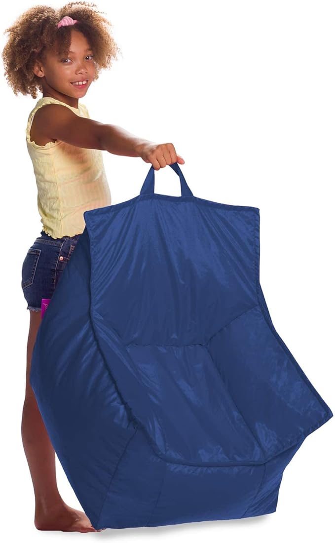 Posh Creations Bean Bag Chair Structured Comfy Seat Use for Gaming, Reading and Watching TV, Newport, Navy