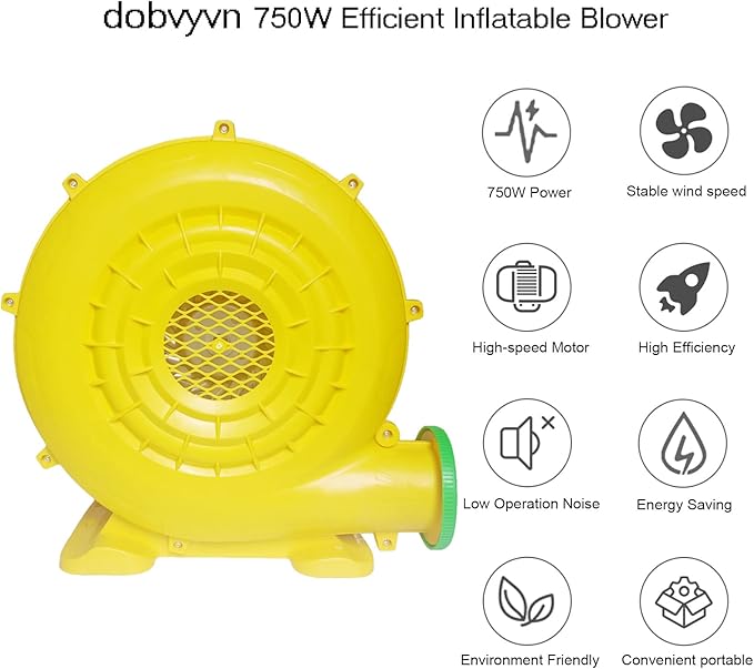 Air Blower 750 Watts, Bounce House Blower for inflatables Jump House, Inflatable Castle and Jump Slides, Efficient and Convenient Commercial Inflatable Blower for Bounce House (Style C-750W)