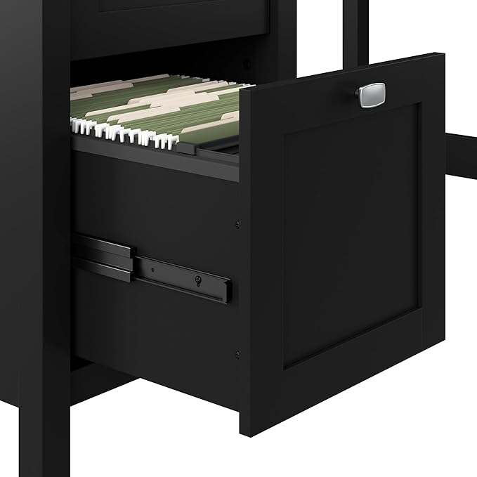 Bush Furniture Broadview 54W Computer Desk with Drawers and Desktop Organizer in Classic Black | Storage for Home Office Workspace