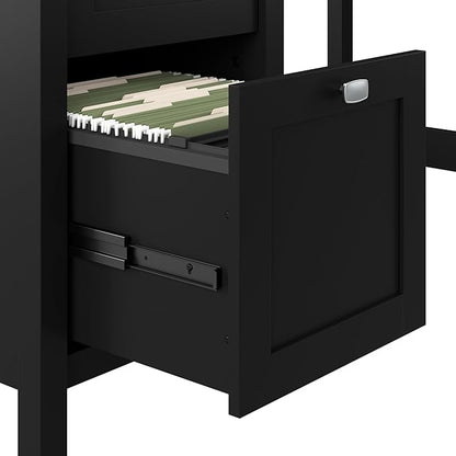 Bush Furniture Broadview 54W Computer Desk with Drawers and Desktop Organizer in Classic Black | Storage for Home Office Workspace