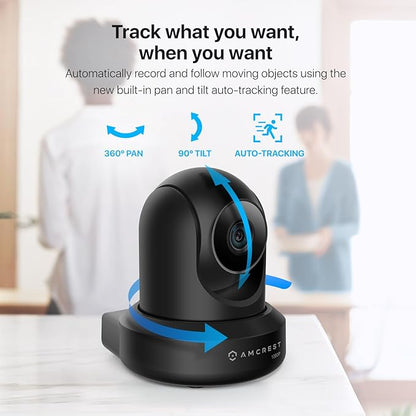 Amcrest 2-Pack 1080p WiFi Camera Indoor, 2MP Pan/Tilt Home Security Camera, Auto-Tracking, Motion & Audio Detection, Enhanced Browser Compatibility, H.265, Two-Way Talk 2PACK-IP2M-841B-V3 (Black)