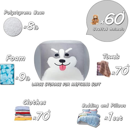 Anzitinlan Bean Bag Chair for Toddler Bedroom, Stuffed Animal Storage, Kids Toy Storage Organizer, Extra Large Size, Velvet Super Soft Cover Only