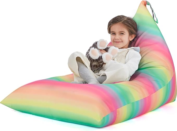 Nobildonna Stuffed Animal Storage Bean Bag for Kids (No Filler), Extra Large 250L Bean Bag Chair Cover Only, Washable Beanbag Without Filling Soft Premium Canvas Stuffable Bean Bag Cover (Stripes)