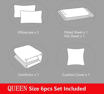 6 Pieces Gamer Bedding Set for Boys Gaming Comforter Queen Size, Game Controller Comforter for Teen 3D Gamepad Microfiber 6 Piece Bed in A Bag Kids Bedding Sets with Sheets,DJT H5030 Queen