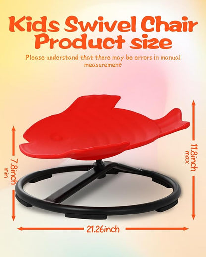 Spinning Chair for Kids Sensory, Kids Swivel Chair, Sit and Spin with Autism Spin Sensory Chair Improving Physical Coordination Red Non-Slip Metal Base for Child Aged 3+