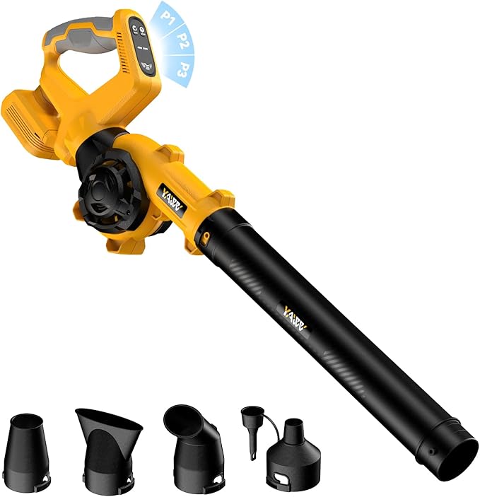 Leaf Blower, Cordless Leaf Blower for De-Walt 20V Battery, 3 Speed Modes Up to 200MPH, 270° Rotatable Electric Leaf Blower with 4 Blowing Nozzles for Lawn Care and Yard(Battery Not Included)